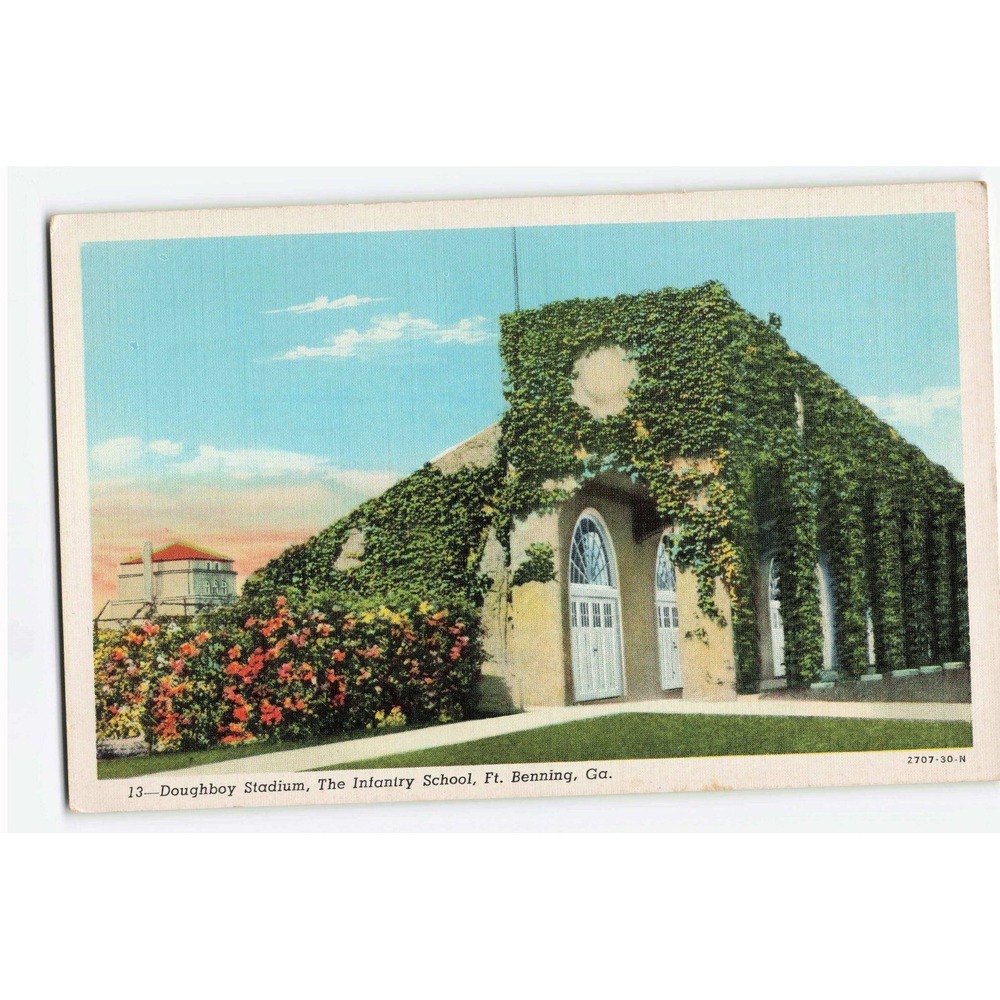 Vtg Linen Postcard Doughboy Stadium Infantry School Fort Benning GA 2707-30-N